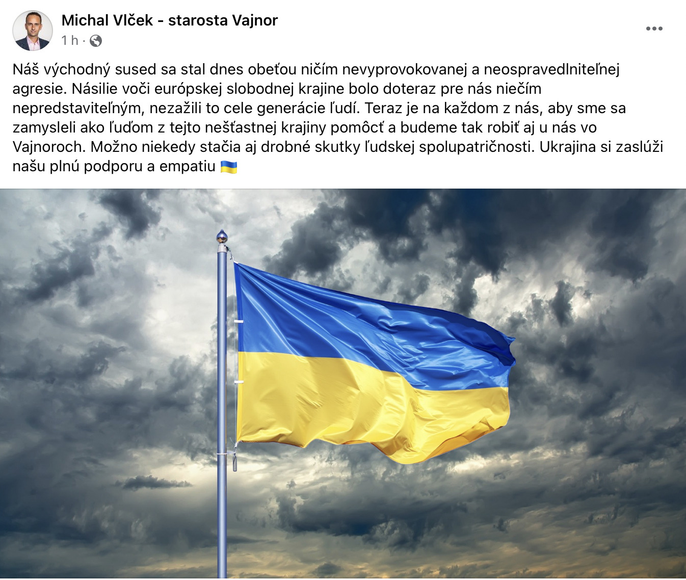 Podporu Ukrajine preukázal aj starosta Vajnor