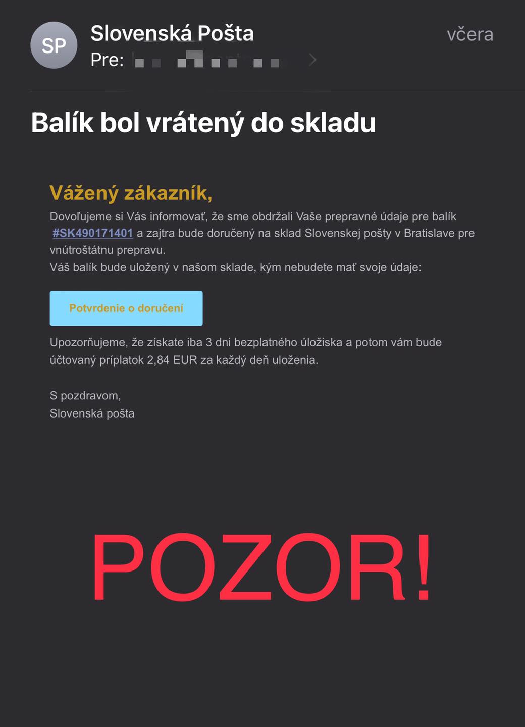 Podvod so Slovenskou poštou.