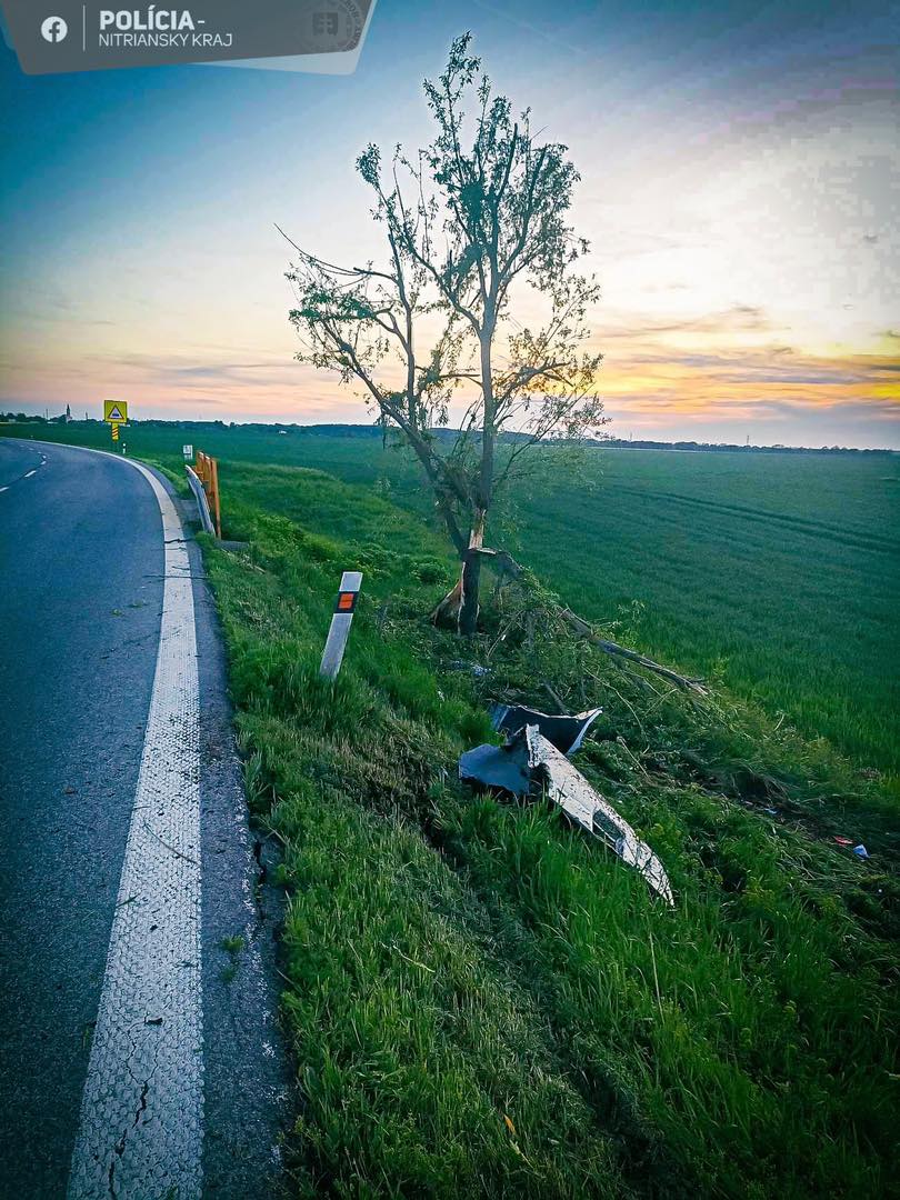 Po náraze do stromu prišiel o život mladý vodič. Zdroj: FB/Polícia SR - Nitriansky kraj