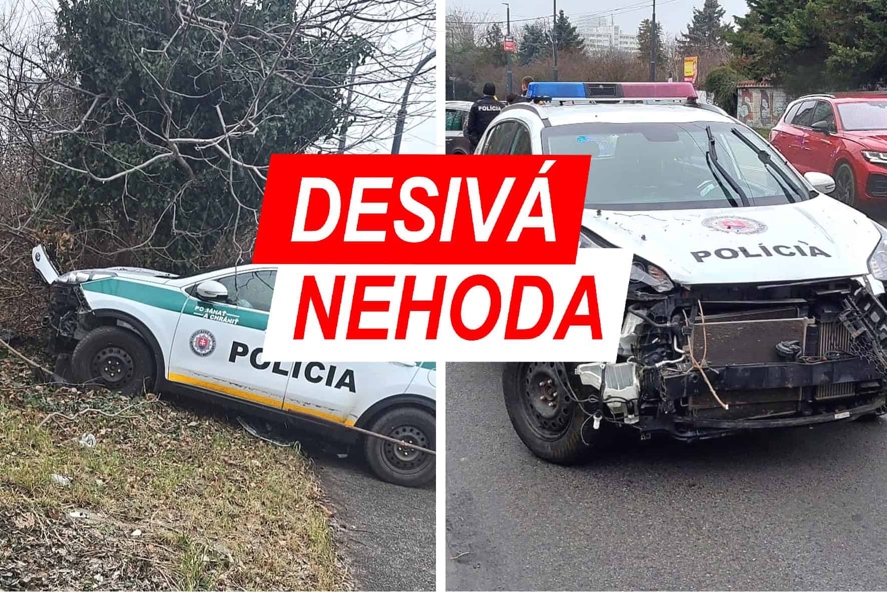 FOTO DESIVÁ ZRÁŽKA áut: POLICAJTI so zapnutými majákmi prerazili zábradlie na chodníku! Kto bol na vine? Polícia reaguje