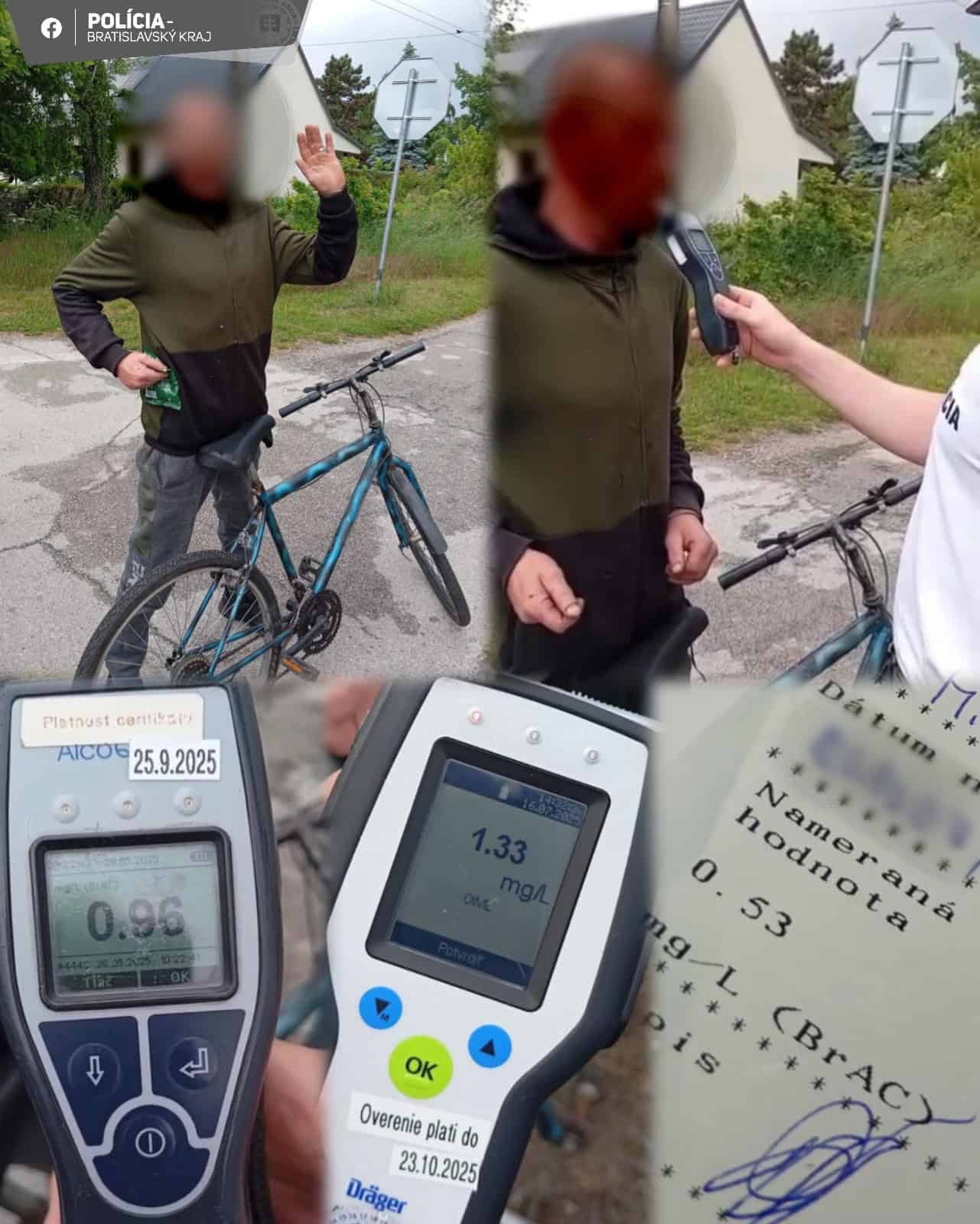 Bratislavská polícia opakovane pristihla cyklistu s rekordnou hladinou alkoholu v dychu