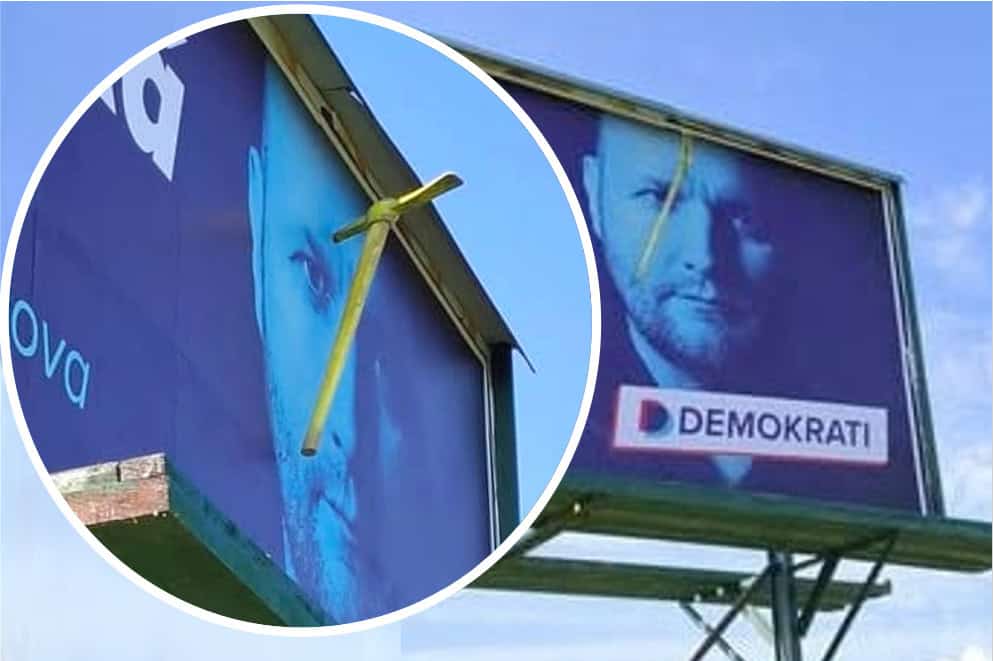 FOTO ŠOK NA BILLBOARDE: Krompáč v čele exministra Naďa! Otvorená vyhrážka? Reaguje politik aj polícia