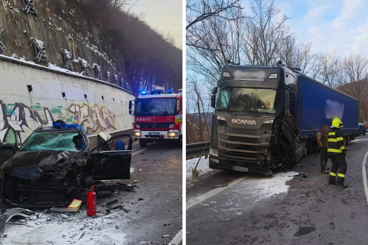 FOTO AKTUÁLNE Ťažká zrážka autá s kamiónom: Zasahuje aj vrtuľník, cesta je uzavretá