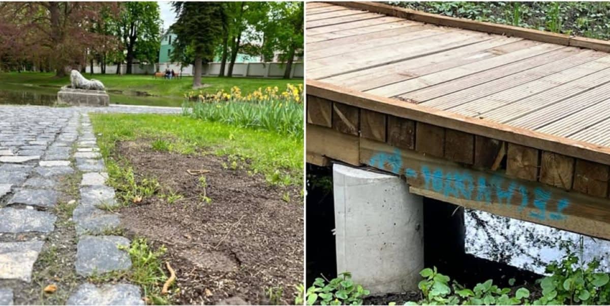 FOTO Obnovený park v Stupave otvorili len v sobotu, už v nedeľu bol poničený